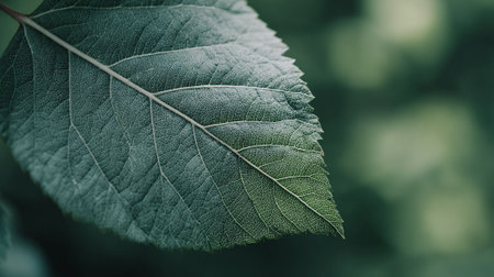 Serene Green Leaf: A Macro View of Nature's Intricate Veinsの素材