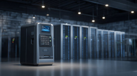 Secure Server Room with Modern Hardware and Data Storage Equipmentの素材