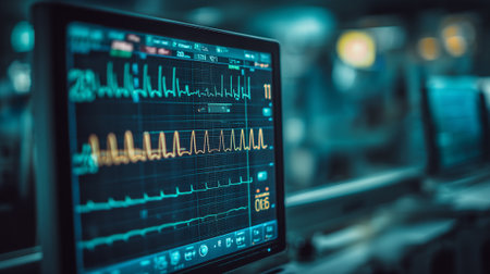 Essential Medical Monitor Displaying Vital Signs Data for Patient Care in Modern Healthcare Settingsの素材