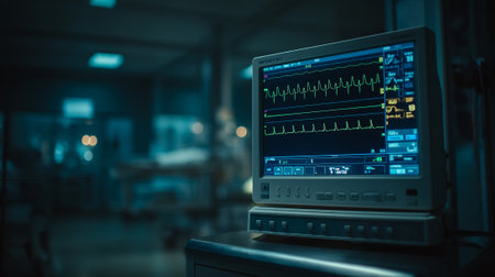 Comprehensive Medical Monitor Displaying Multiple Vital Signs for Intensive Patient Careの素材