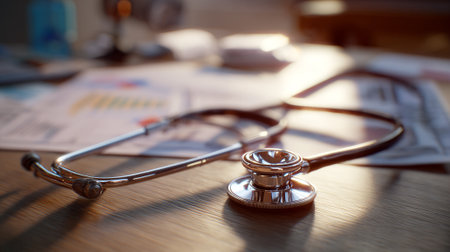 Stethoscope on Medical Documents in Healthcare Settingの素材