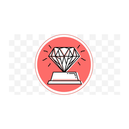 Diamond on a pedestal, award, prize, gem, vector line illustrationのイラスト素材