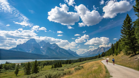Panoramic view of Grand Teton National Park, Wyoming, USAの素材