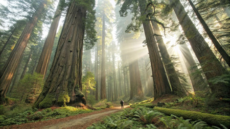 Redwood Forest in California, USA. Tallest trees in the worldの素材