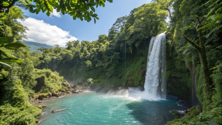 Waterfall in the jungle of Bali, Indonesia. Panoramaの素材
