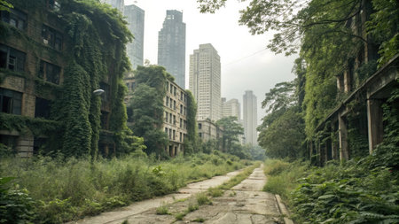 Abandoned buildings in the city of Shenzhen, China.の素材