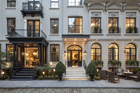 Facade of a restaurant in New York City.の素材