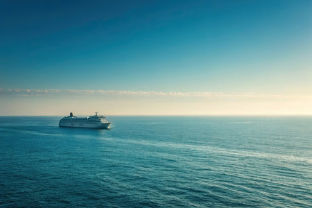 Cruise ship in the sea. Beautiful seascape. Toned.の素材