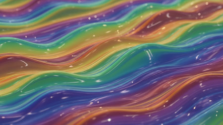 3d rendering of abstract wavy colorful background, computer generated imagesの素材