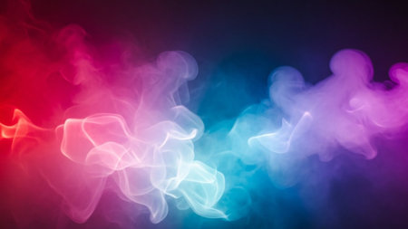 Colorful smoke on a black background. Abstract background for design.の素材