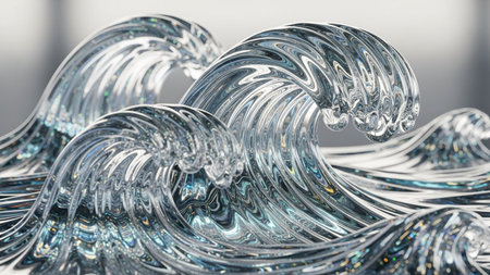 Abstract 3d rendering of wavy surface. Futuristic shape.の素材