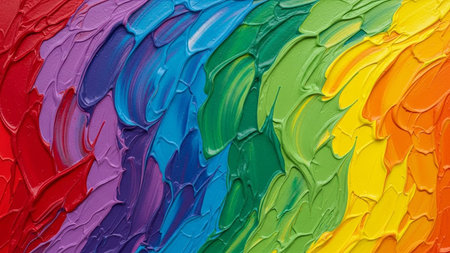 Colorful oil paint on canvas. Abstract background. Close-up.の素材