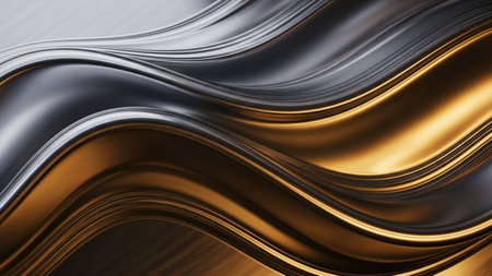 abstract background with smooth lines in gold and silver colors, 3d renderの素材