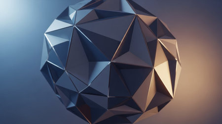 3d rendering of abstract geometric shape in low poly style. Futuristic polygonal background.の素材
