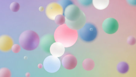 Abstract background with bokeh defocused lights and colorful balls.の素材