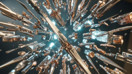 Fractal 3D illustration. Abstract background with broken glass.の素材