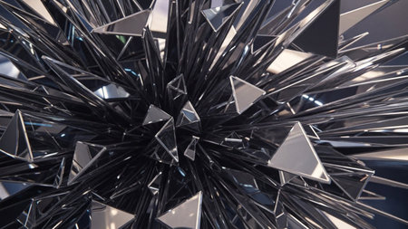 Abstract 3d rendering of chaotic structure. Futuristic background with polygonal shapes.の素材