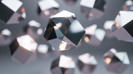 3d rendering of diamond on gray background with bokeh effectの素材