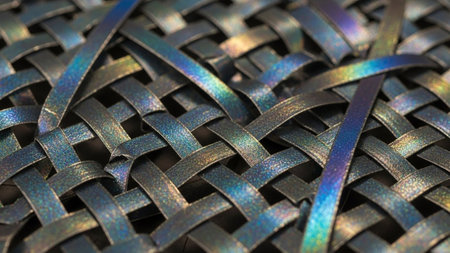 Macro shot of braided matting material. Abstract background.の素材