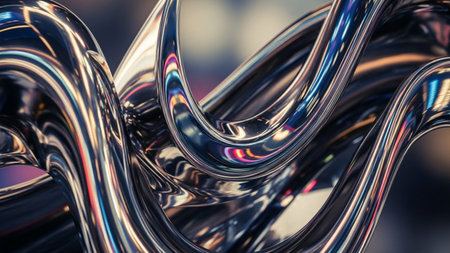 Close up of chrome texture. 3d rendering, 3d illustration.の素材