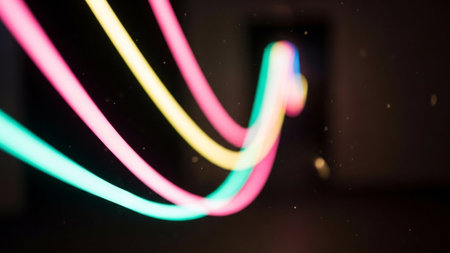abstract background of colorful light bokeh defocused lights.の素材