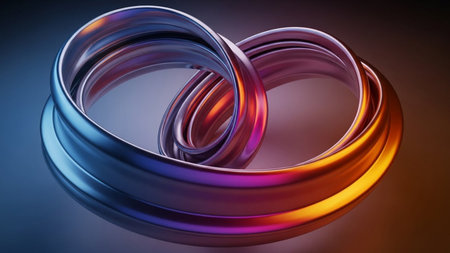 3d illustration of colorful rings in the form of a heart.の素材