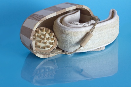 Set of sauna, bath, and spa accessories.の写真素材