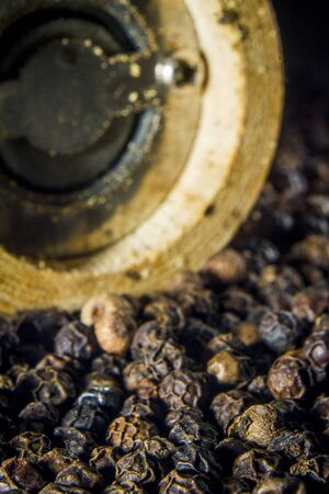 Close-up of lots of black pepper seedsの写真素材