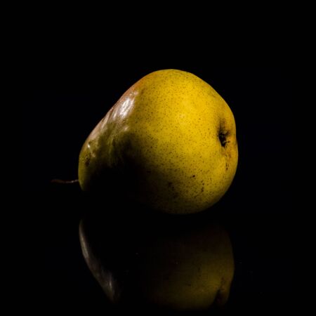 One fresh Pearl on black background with reflectionの写真素材