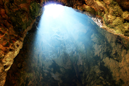 This is a nice sun ray in Prayanakorn cave,Prachuabkhirikhan Thailandの写真素材