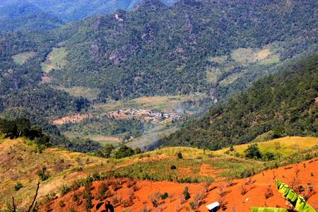 mountains. Point of view shot. Focus on natureの写真素材