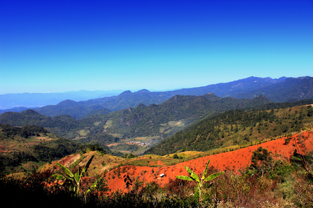 mountains. Point of view shot. Focus on natureの写真素材