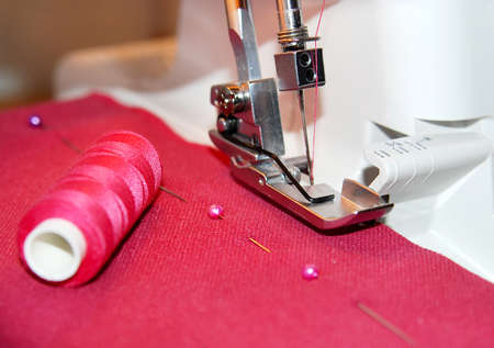 sewing process in the phase of overstitchingの写真素材