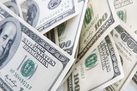 money background of american hundred dollars banknotes