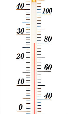 Atmospheric plastic thermometer isolated on white background