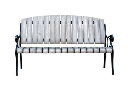 Wooden bench isolated on white の写真素材