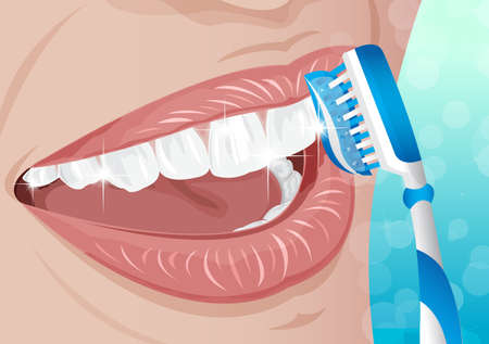 Healthy teeth dental with toothbrush illustrationのイラスト素材