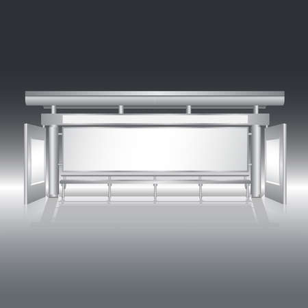 Bus stop with blank panel billboard vectorのイラスト素材