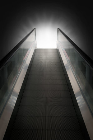Escalator of walkway to success on background