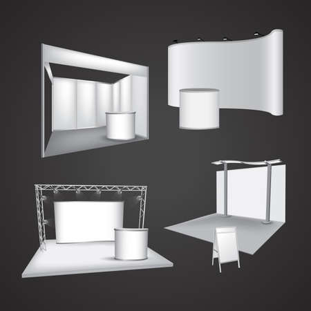 Set of blank exhibition display vectorのイラスト素材