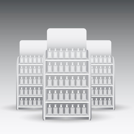Retail Store Shelf with packaging vectorのイラスト素材