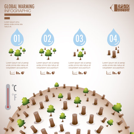 Global warming infographic elements vectorのイラスト素材