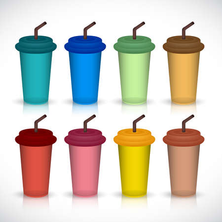 Set of colorful plastics coffee cup isolated on background vectorのイラスト素材