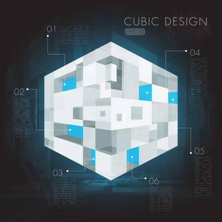 Abstract cubic design infographic vectorのイラスト素材
