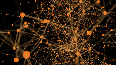Abstract digital background, Plexus effect. Abstract polygonal background with connecting dots and...