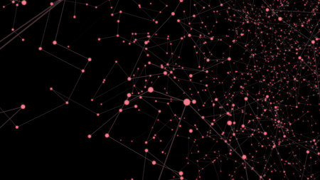 Abstract digital background, Plexus effect. Abstract polygonal background with connecting dots and lines. Connection technology background.の写真素材