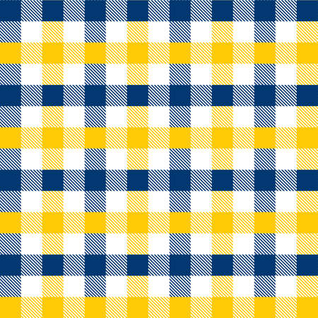 Blue and Yellow Gingham pattern. Texture from rhombus/squares for - plaid, tablecloths, clothes, shirts, dresses, paper, bedding, blankets, quilts and other textile products. Vector illustration EPS 10のイラスト素材