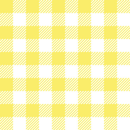 Yellow Gingham seamless pattern. Texture from squares for - plaid, tablecloths, clothes, shirts, dresses, paper, bedding, blankets, quilts and other textile products. Vector illustrationのイラスト素材
