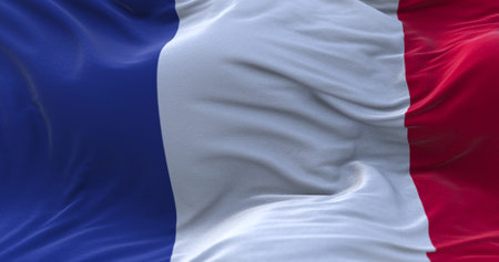 France flag waving in the wind. 3D rendering.