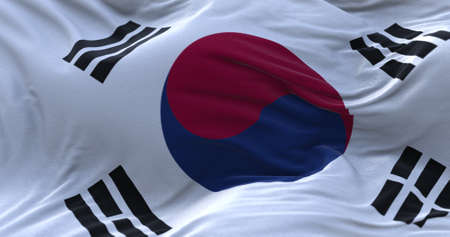 United States of America flag waving in the wind. 3D rendering.の写真素材